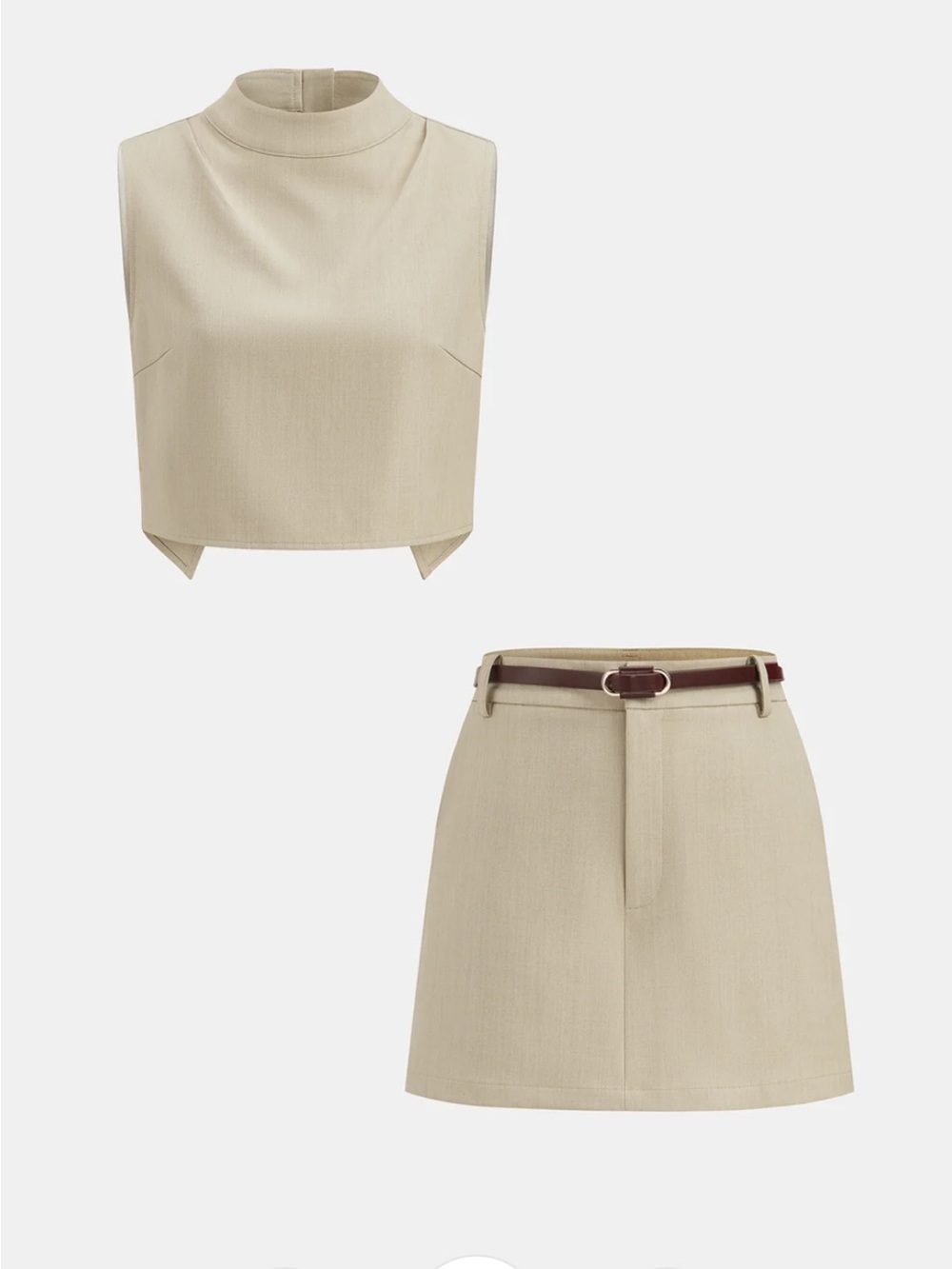 Commense Backless Crop Vest & Belted Skort Set Medium